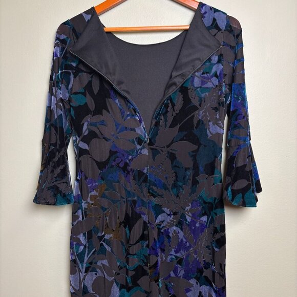 Calvin Klein Women Sheath Dress Sz *4P Velvet Burn Out Whimsigoth Fairy Grunge - Picture 5 of 16